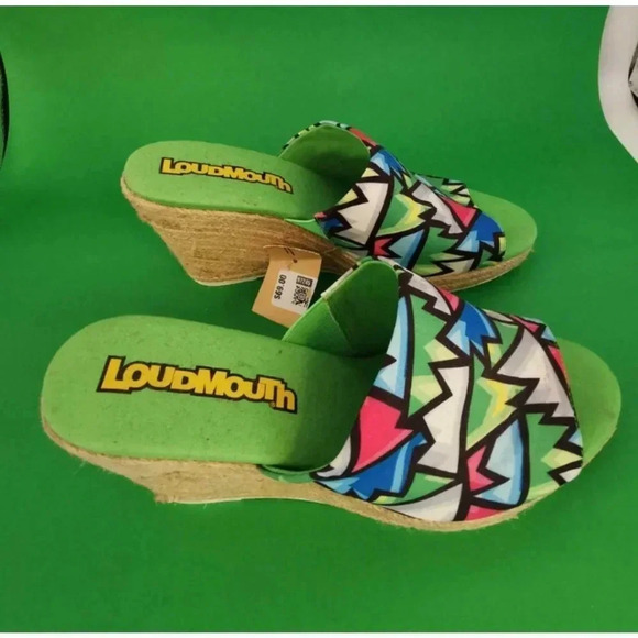 Loudmouth Sandals Open Toe Wedge Tropical Size 11 M Fabric New - Picture 2 of 9
